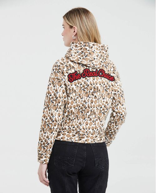 Buzo Cerrado con Capucha y Estampados para Mujer