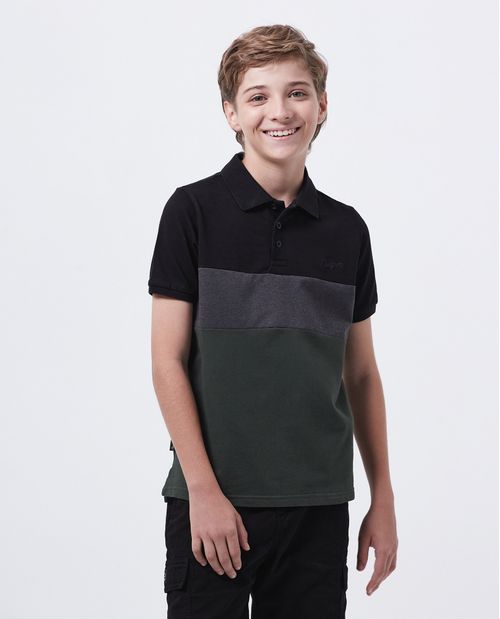 Camiseta Polo Straight Fit con Bloques de Color para Niño