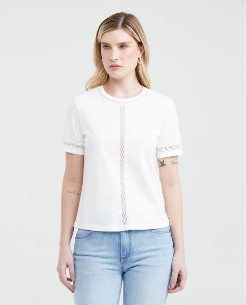 Camiseta con Detalle de Encajes para Mujer