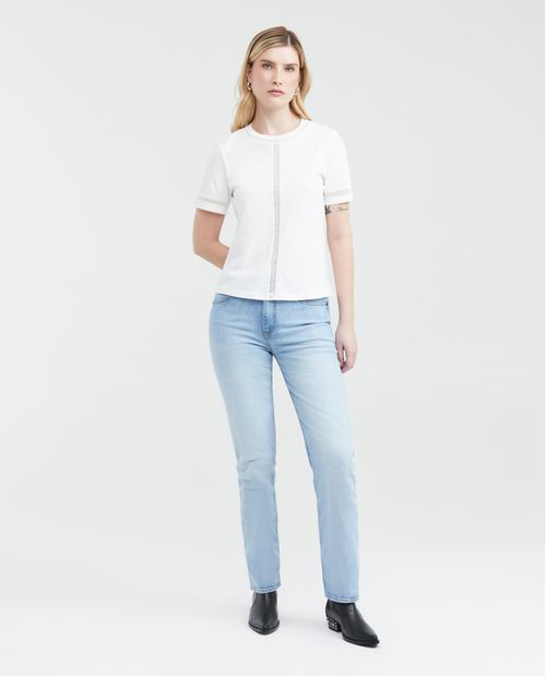 Camiseta con Detalle de Encajes para Mujer