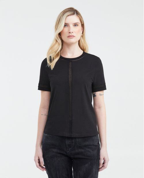 Camiseta con Detalle de Encajes para Mujer