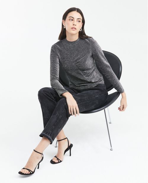 Camiseta Ajustada con Detalles de Brillo para Mujer