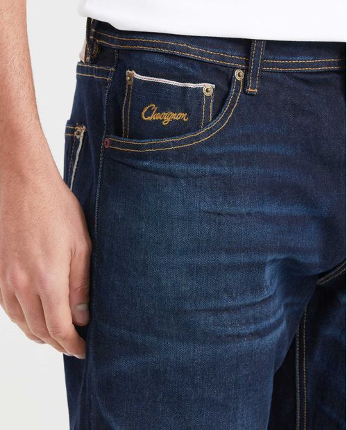 Jean Straight Fit Tiro Alto Boot Cut Azul Ultra Oscuro para Hombre