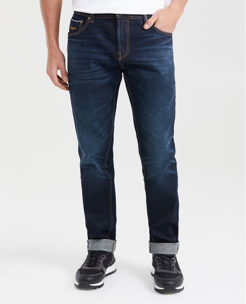 Jean Straight Fit Tiro Alto Boot Cut Azul Ultra Oscuro para Hombre