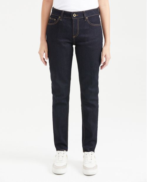 Jean Low Rise Bota Skinny Azul Ultra Oscuro para Mujer