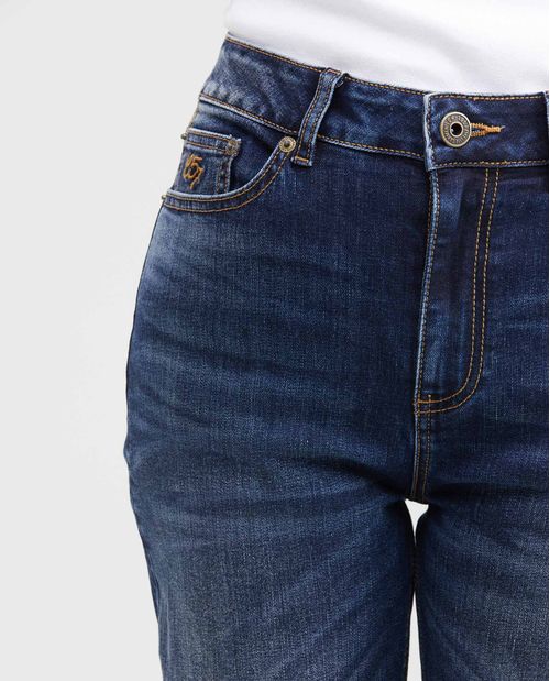 Jean Super High Rise Bota Skinny Azul Oscuro para Mujer