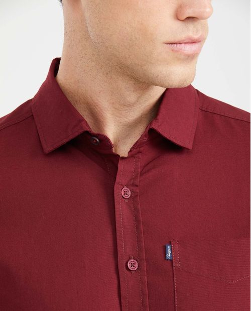 Camisa Slim Fit Manga Larga con Bolsillo para Hombre
