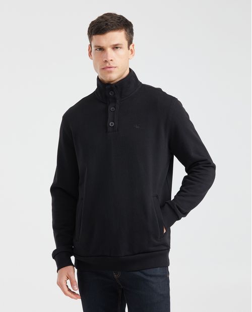 Buzo Cerrado con Cuello Alto y Media Perilla para Hombre