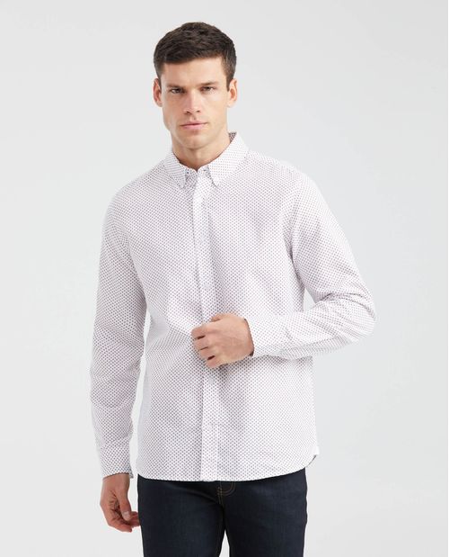Camisa Classic Fit Manga Larga con Estampado Mini Print para Hombre