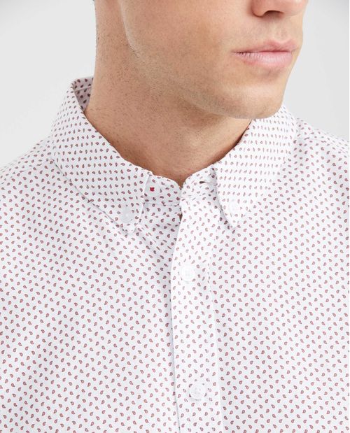Camisa Classic Fit Manga Larga con Estampado Mini Print para Hombre
