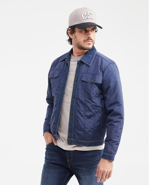 Chaqueta Doble Faz en Denim Azul Ultra Oscuro para Hombre