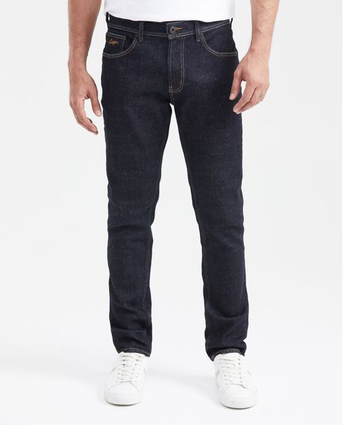 Jean Straight Fit Tiro Medio Bota Slim Azul Ultra Oscuro para Hombre