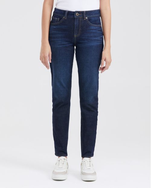 Jean High Rise Bota Skinny Azul Ultra Oscuro para Mujer