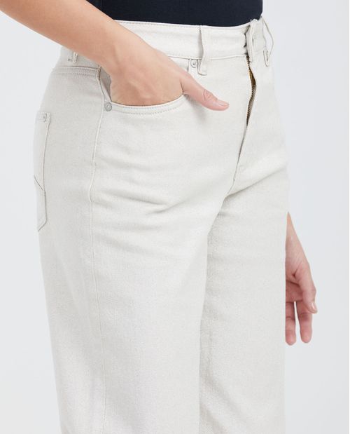 Jean Wide Leg Super High Rise Bota Relaxed Color Crudo para Mujer