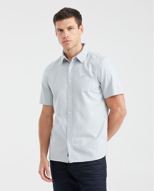 Camisa Slim Fit Manga Corta en Algodón para Hombre