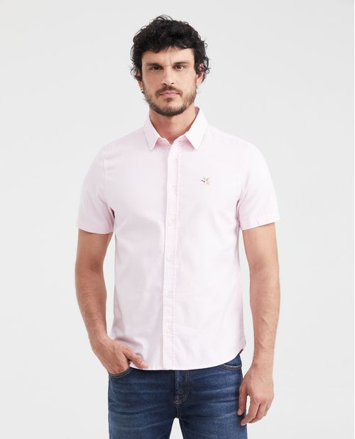 Camisa Slim Fit Manga Corta en Algodón para Hombre