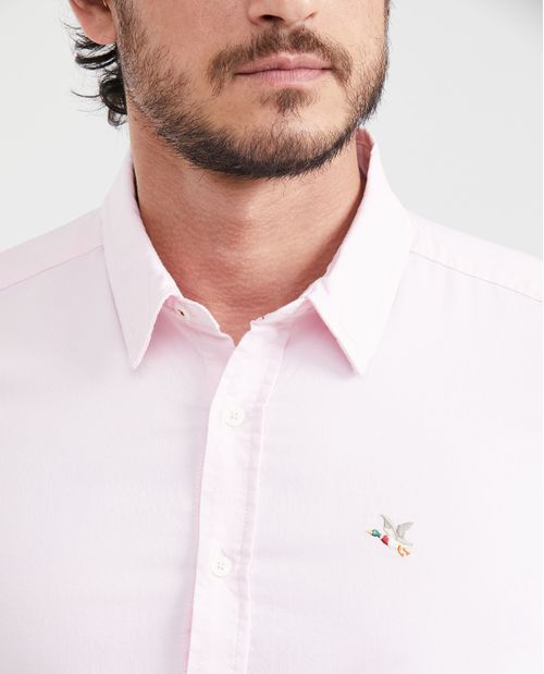 Camisa Slim Fit Manga Corta en Algodón para Hombre