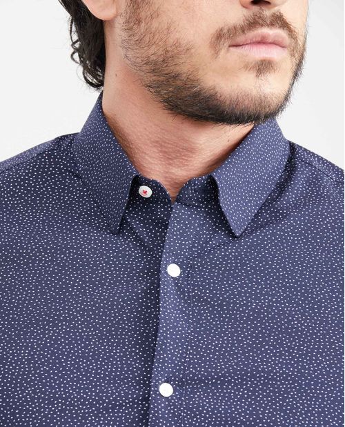 Camisa Premium Slim Fit Manga Larga con Estampado Mini Print para Hombre