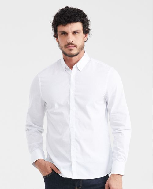 Camisa Premium Slim Fit Manga Larga con Estampado Mini Print para Hombre