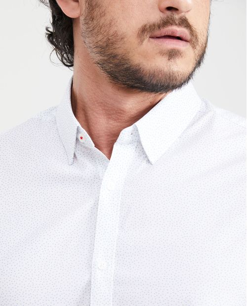 Camisa Premium Slim Fit Manga Larga con Estampado Mini Print para Hombre