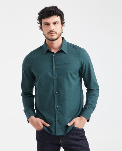 Camisa Classic Fit Manga Larga en Algodón para Hombre
