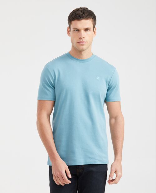 Camiseta Básica Slim Fit Cuello Redondo en Algodón Doble Punto para Hombre