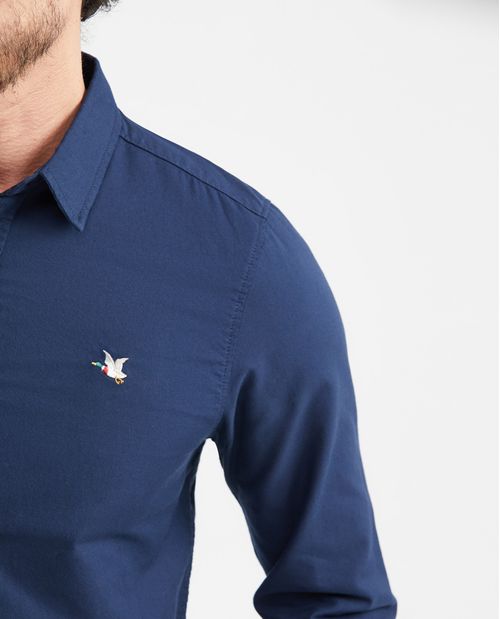 Camisa Slim Fit Manga Larga en Algodón para Hombre