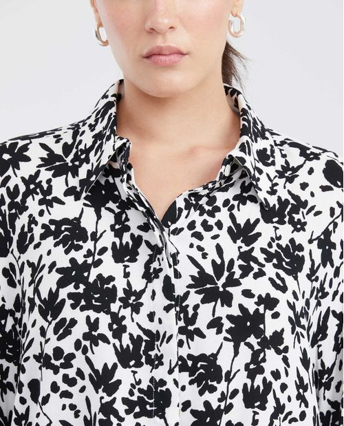 Camisa Estampada con Nudo en el Frente para Mujer