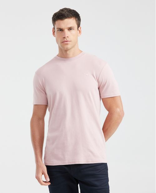 Camiseta Básica Slim Fit Cuello Redondo en Algodón Doble Punto para Hombre