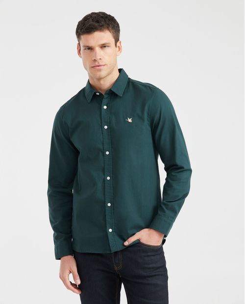 Camisa Slim Fit Manga Larga en Algodón para Hombre