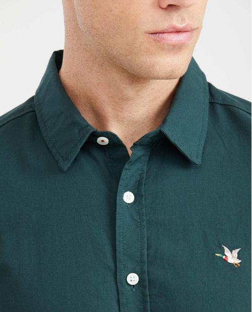 Camisa Slim Fit Manga Larga en Algodón para Hombre