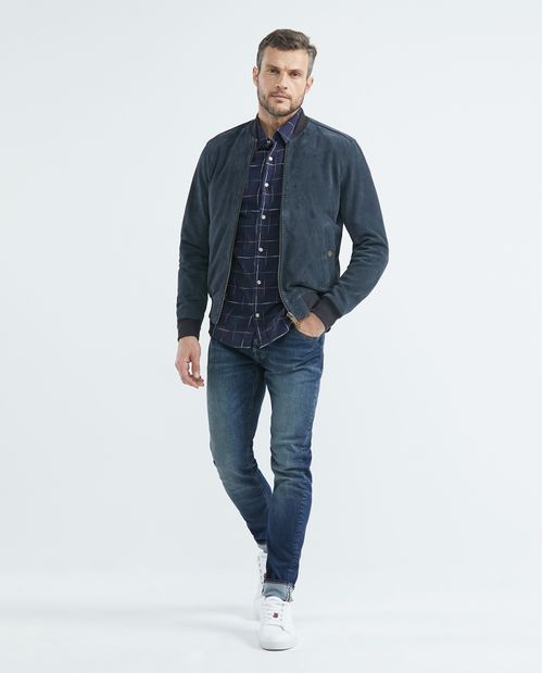 Chaqueta de Hombre en Cuero, Tipo Teddy - Piel de Becerro