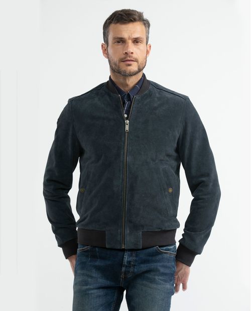 Chaqueta de Hombre en Cuero, Tipo Teddy - Piel de Becerro