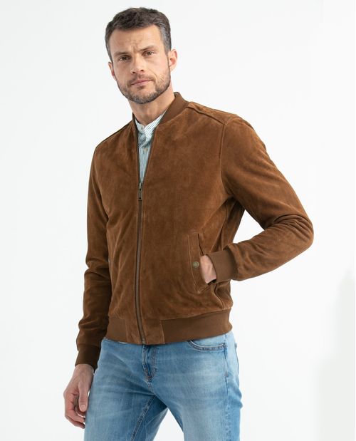 Chaqueta de Hombre en Cuero, Tipo Teddy - Piel de Becerro