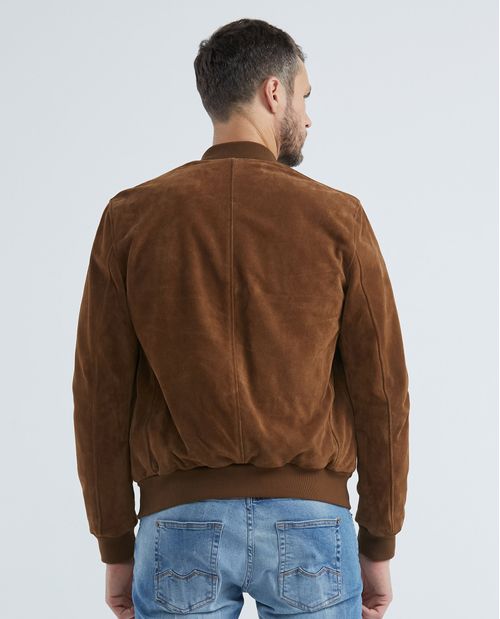 Chaqueta de Hombre en Cuero, Tipo Teddy - Piel de Becerro