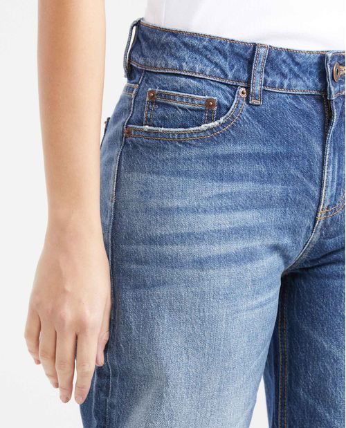 Jean Low Rise Bota Relaxed Azul Oscuro para Mujer