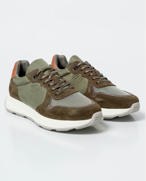 Tenis Tipo Runner en Textil y Cuero para Hombre