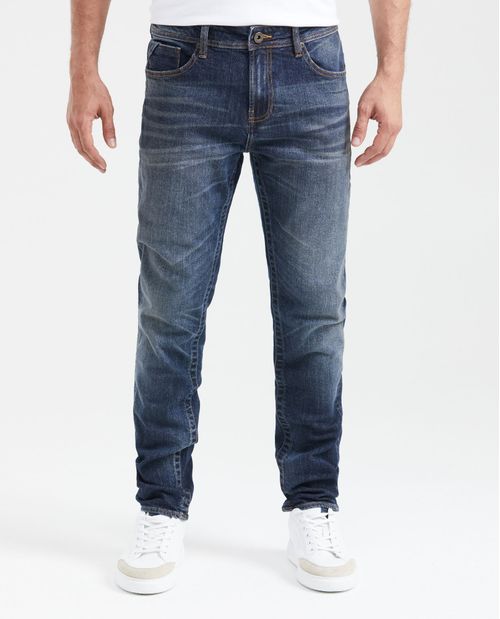 Jean Slim Fit Tiro Medio Bota Slim Azul Oscuro Vintage para Hombre