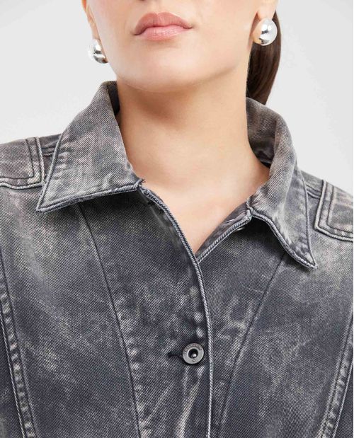 Chaleco en Denim Gris Medio Straight Fit para Mujer