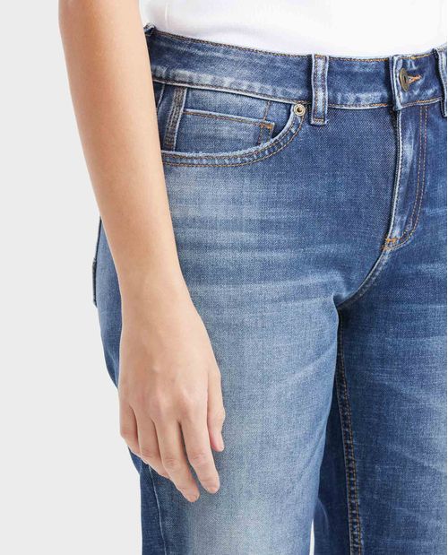 Jean Low Rise Bota Skinny Azul Medio Vintage para Mujer