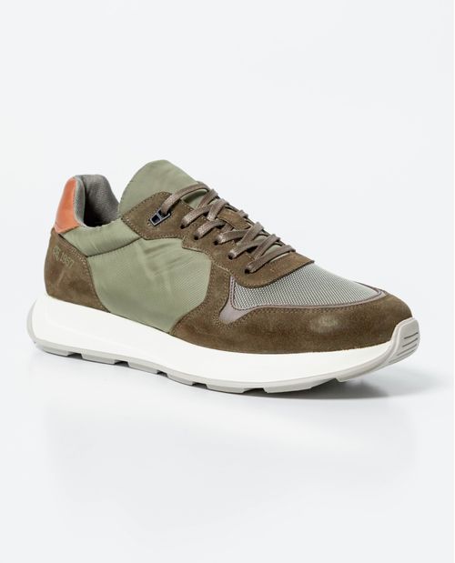 Tenis Tipo Runner en Textil y Cuero para Hombre