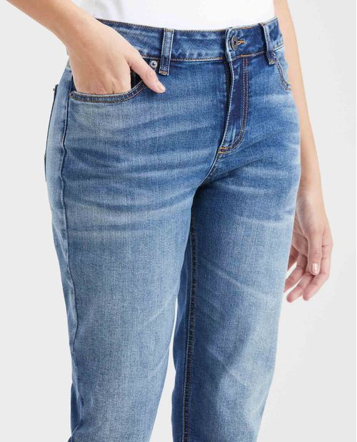 Jean High Rise Bota Skinny Azul Medio para Mujer