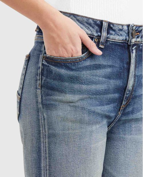 Jean Super High Rise Bota Relaxed Azul Medio para Mujer