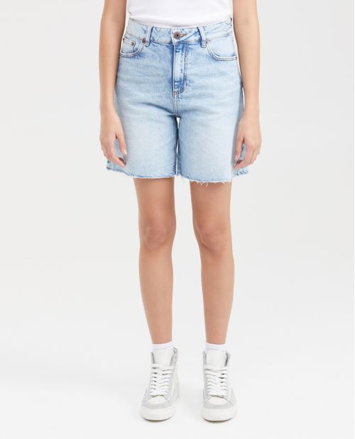 Bermuda en Denim High Rise Azul Claro para Mujer