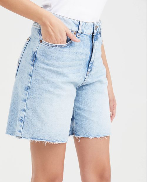Bermuda en Denim High Rise Azul Claro para Mujer