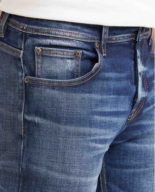 Jean Súper Slim Fit Tiro Bajo Bota Super Slim Azul Medio para Hombre