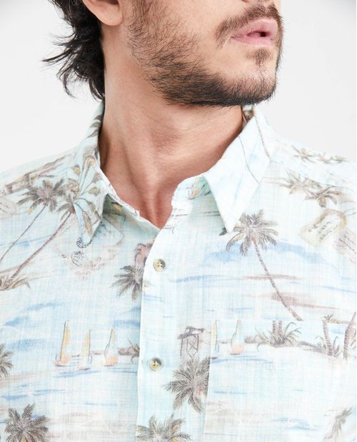 Camisa Classic Fit Manga Corta con Estampado Maxi Print para Hombre