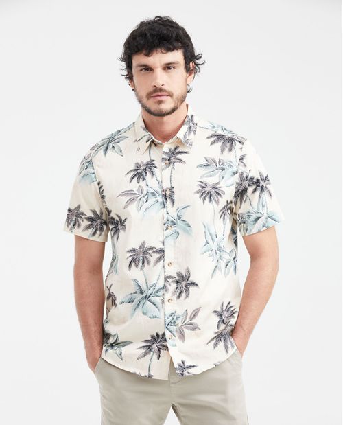 Camisa Classic Fit Manga Corta con Estampado Maxi Print para Hombre