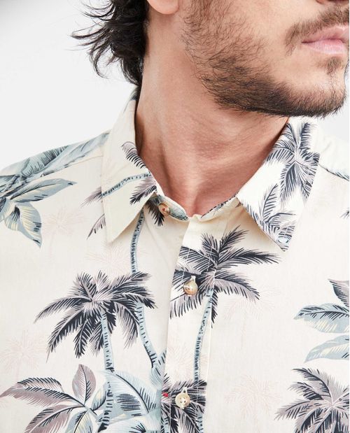 Camisa Classic Fit Manga Corta con Estampado Maxi Print para Hombre