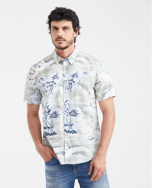 Camisa Classic Fit Manga Corta con Estampado Maxi Print para Hombre